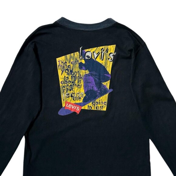 90s Vintage Levi's Jeans Long Sleeve T-shirt Snowboard Snow Sport Graphic. - Picture 3 of 6